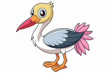 Cute Bird Vector Line Art – Cartoon Clipart Animal Logo Icon on White Background
