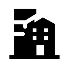 Icon of a damaged building to signify destruction or disrepair