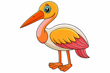 Cute Bird Vector Line Art – Cartoon Clipart Animal Logo Icon on White Background