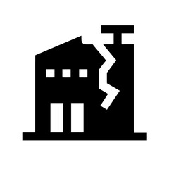 Icon of a damaged building to signify destruction or disrepair