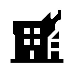 Icon of a damaged building to signify destruction or disrepair