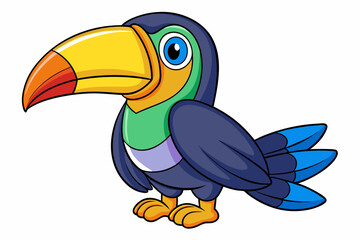 Cute Bird Vector Line Art – Cartoon Clipart Animal Logo Icon on White Background