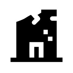 Icon of a damaged building to signify destruction or disrepair