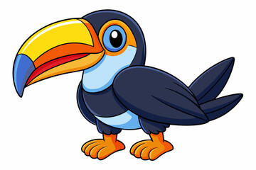 Cute Bird Vector Line Art – Cartoon Clipart Animal Logo Icon on White Background