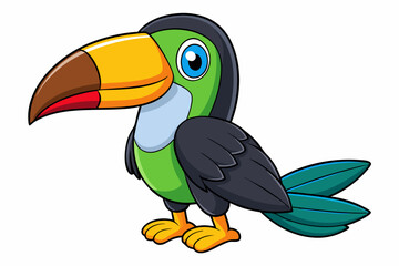 Cute Bird Vector Line Art – Cartoon Clipart Animal Logo Icon on White Background