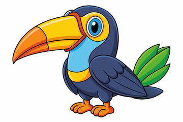 Cute Bird Vector Line Art – Cartoon Clipart Animal Logo Icon on White Background