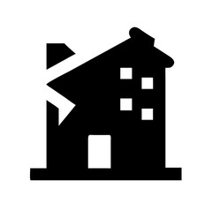 Icon of a damaged building to signify destruction or disrepair