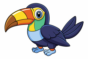 Cute Bird Vector Line Art – Cartoon Clipart Animal Logo Icon on White Background