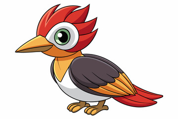 Cute Bird Vector Line Art – Cartoon Clipart Animal Logo Icon on White Background