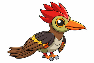 Cute Bird Vector Line Art – Cartoon Clipart Animal Logo Icon on White Background