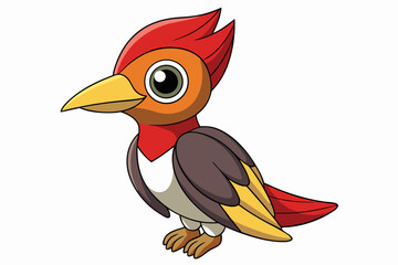 Cute Bird Vector Line Art – Cartoon Clipart Animal Logo Icon on White Background