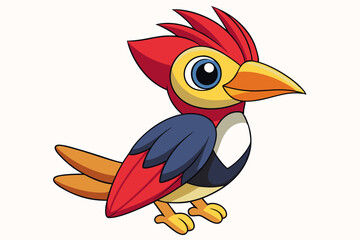 Cute Bird Vector Line Art – Cartoon Clipart Animal Logo Icon on White Background