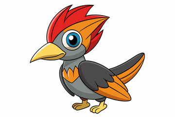 Cute Bird Vector Line Art – Cartoon Clipart Animal Logo Icon on White Background