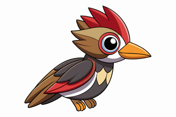 Cute Bird Vector Line Art – Cartoon Clipart Animal Logo Icon on White Background