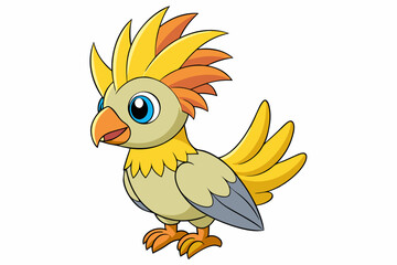 Cute Bird Vector Line Art – Cartoon Clipart Animal Logo Icon on White Background