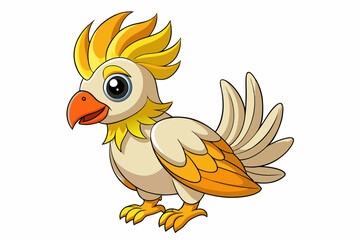 Cute Bird Vector Line Art – Cartoon Clipart Animal Logo Icon on White Background