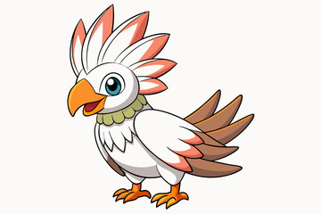 Cute Bird Vector Line Art – Cartoon Clipart Animal Logo Icon on White Background