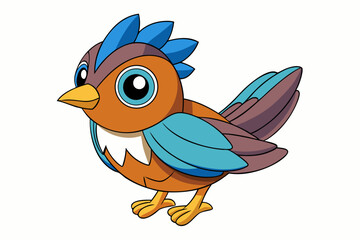 Cute Bird Vector Line Art – Cartoon Clipart Animal Logo Icon on White Background