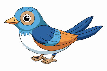 Cute Bird Vector Line Art – Cartoon Clipart Animal Logo Icon on White Background