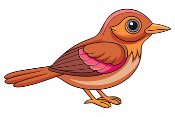 Cute Bird Vector Line Art – Cartoon Clipart Animal Logo Icon on White Background