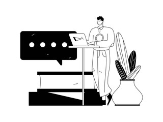 Flat vector illustration of business people operating work scene
