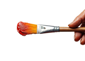 Creative action with paintbrush in artistic environment isolated on transparent background