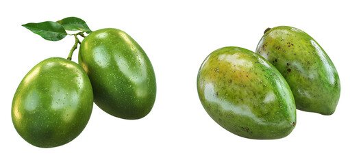 Obraz premium Green mangoes transparent background PNG