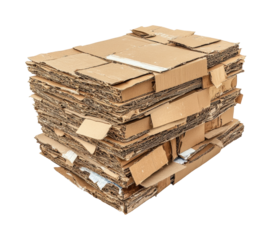 Recycling cardboard waste urban area object stack industrial isolated on transparent background