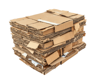 Recycling cardboard waste urban area object stack industrial isolated on transparent background