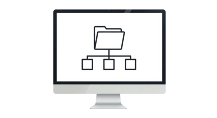 Isolated Computer Screen with Folder Structure