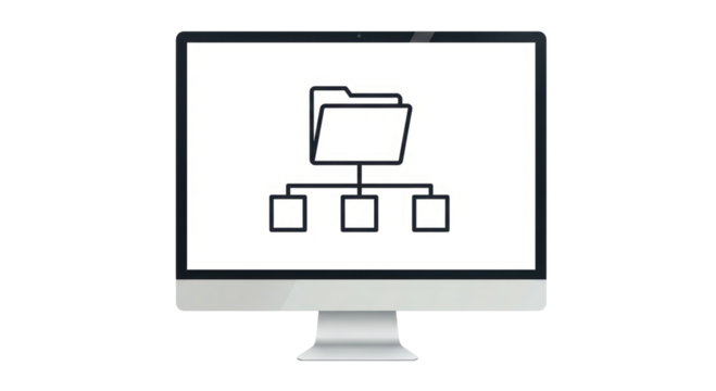 Isolated Computer Screen with Folder Structure