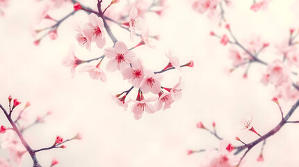 A seamless pattern of abstract cherry blossoms painted in watercolor. Hand-painted cherry blossom wallpaper for spring