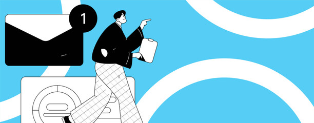 Flat vector illustration of business people operating work scene
