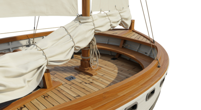 Isolated Vintage Sailboat Deck Detail