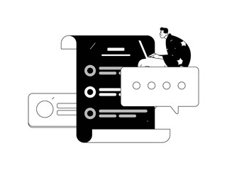 Flat vector illustration of business people operating work scene
