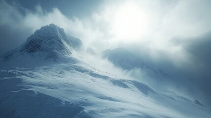 Majestic snow-capped mountains, dramatic light
