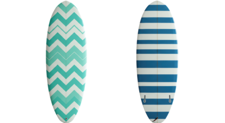 Isolated Two Surfboards with Different Patterns