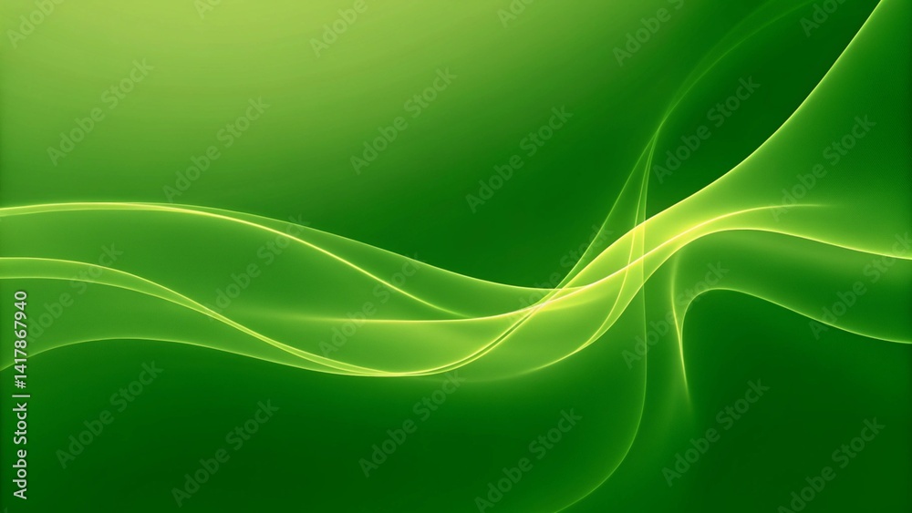 Poster an abstract green wave design symbolizing freshness and tranquility, perfect for backgrounds, digita