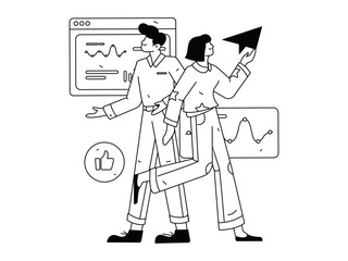 Flat vector illustration of business people operating work scene
