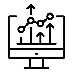 Fototapeta premium Business growth report icon in line style. The growth icon shows statistical data displayed on a computer