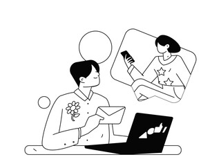 Flat vector illustration of business people operating work scene
