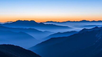 Obraz premium Blue Mountains Silhouette at Sunset