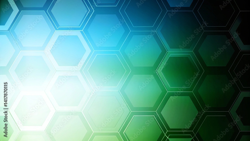 Leinwandbilder bright blue and green abstract tech hexagonal geometrical background. banner design, futuristic digi