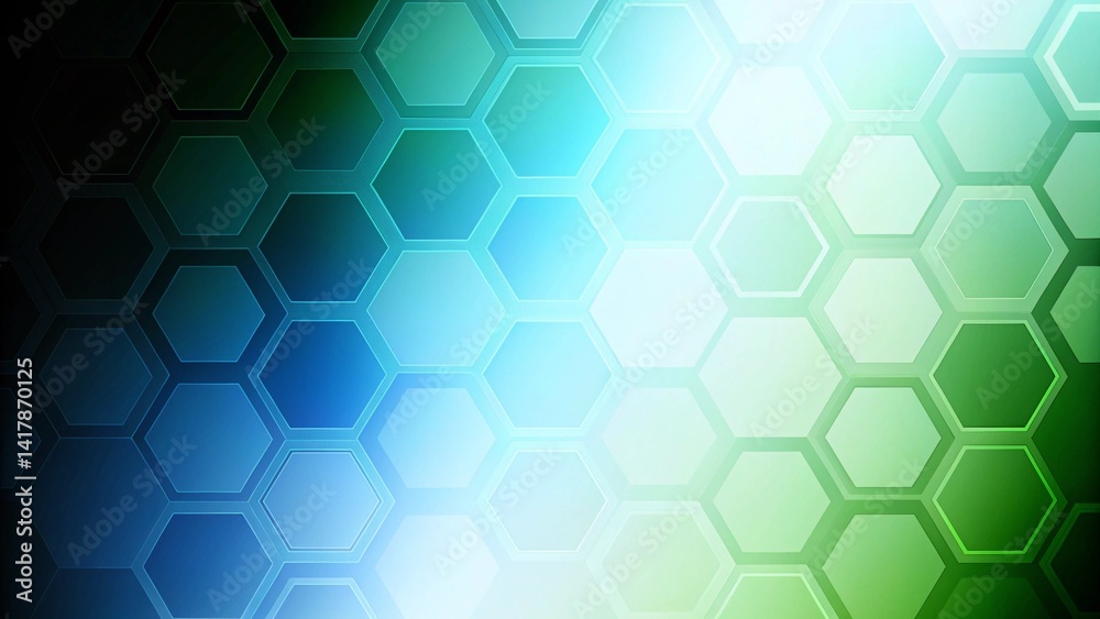Aufkleber Bright blue and green abstract tech hexagonal geometrical background. banner design, futuristic digital network texture, modern pattern for technology presentation or innovation concept