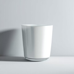 Minimalist White Opaque Tumbler Glass on Clean Grey Background, Studio Shot