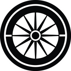 Fototapeta premium Wagon wheel silhouette, wagon wheel icon isolated on white background 