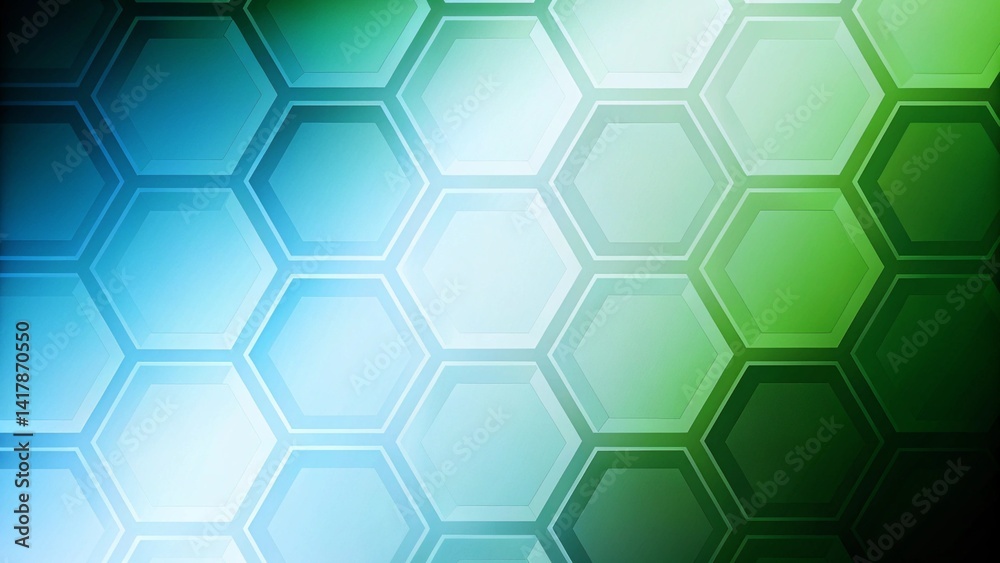 Leinwandbilder Bright blue and green abstract tech hexagonal geometrical background. banner design, futuristic digital network texture, modern pattern for technology presentation or innovation concept
