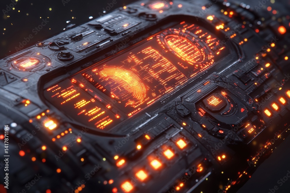Poster cockpit of a futuristic spaceship