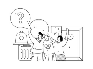 Flat vector illustration of business people operating work scene
