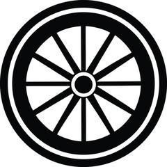 Fototapeta premium Wagon wheel silhouette, wagon wheel icon isolated on white background 